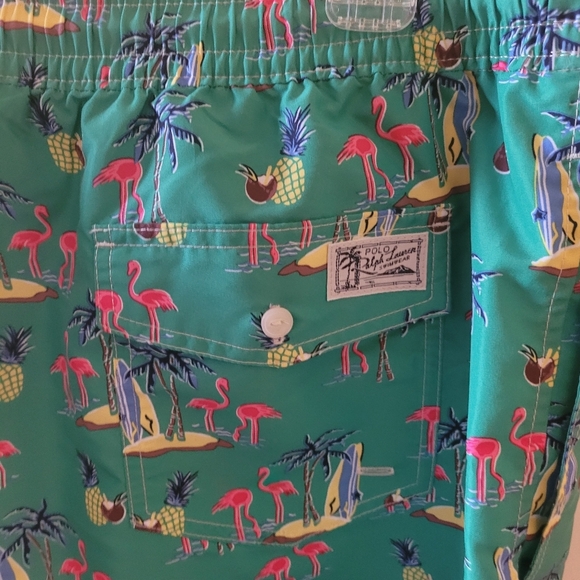 Polo Ralph Lauren Coconut Flamingo Swimming Trunks Pink Green New with Tags - Picture 7 of 7